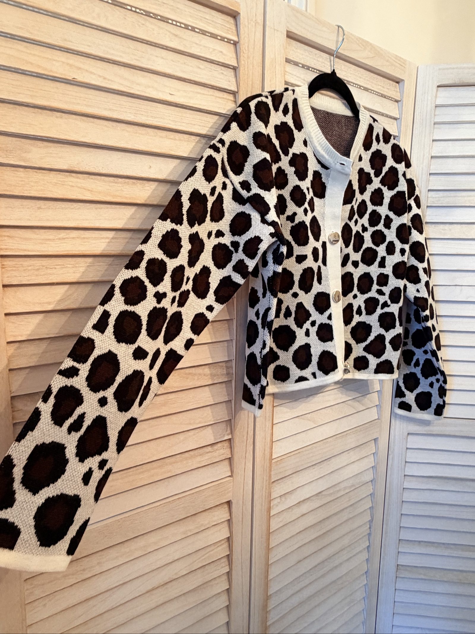 Unbranded Brown & Black Leopard Print Knit Cardigan Medium image 2