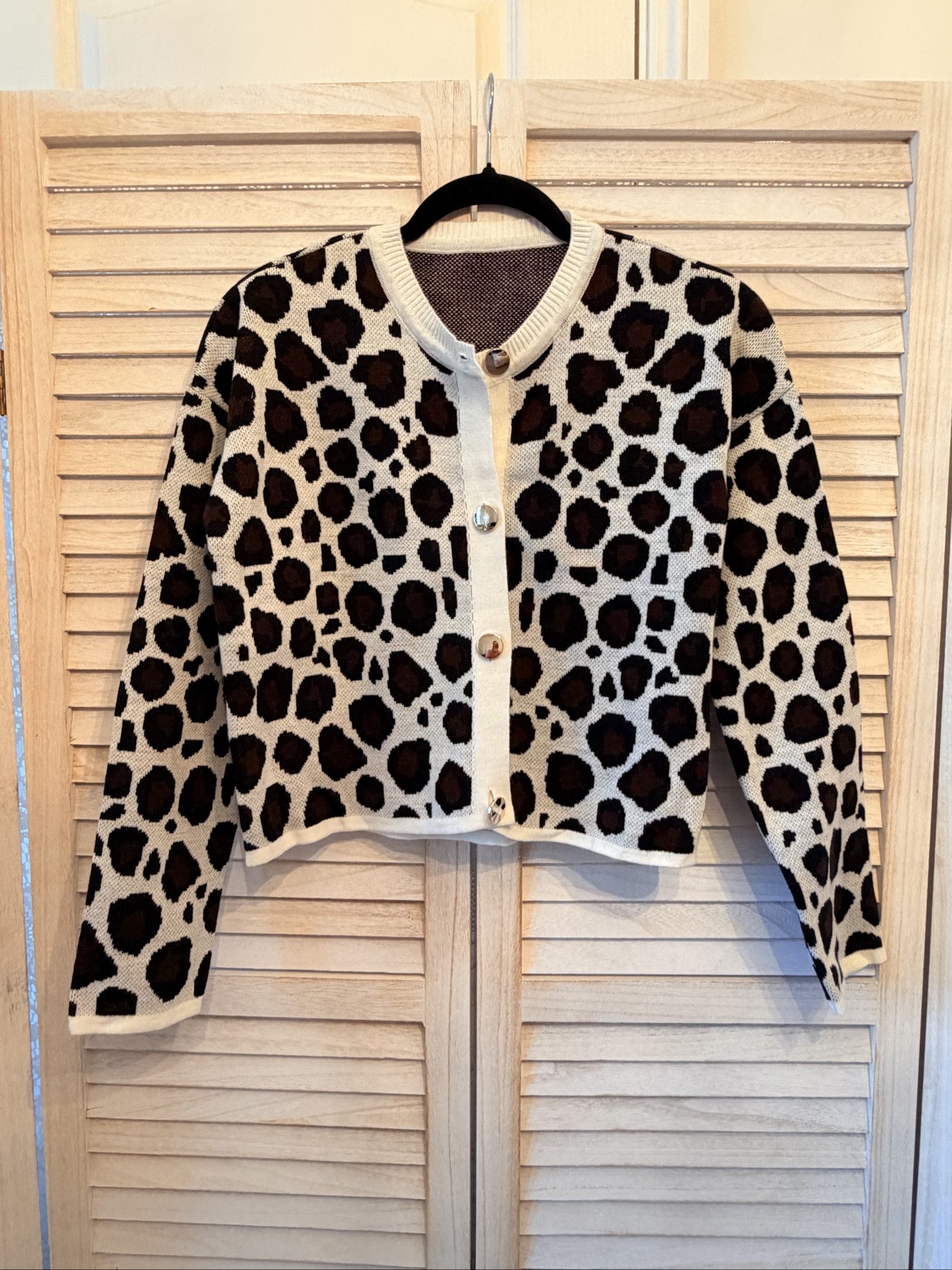 Unbranded Brown & Black Leopard Print Knit Cardigan Medium image 5