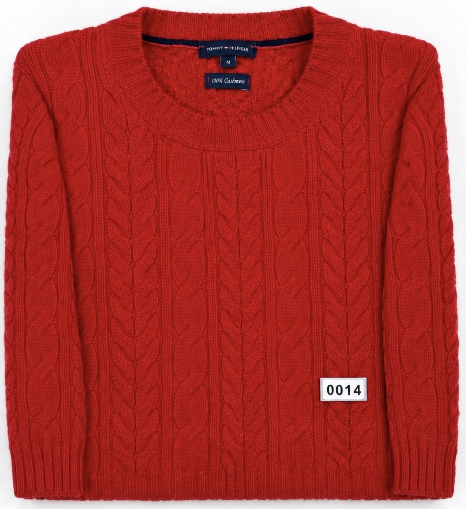 Tommy Hilfiger vintage Women's Red Wool Cashmere Cable Knit Sweater Medium