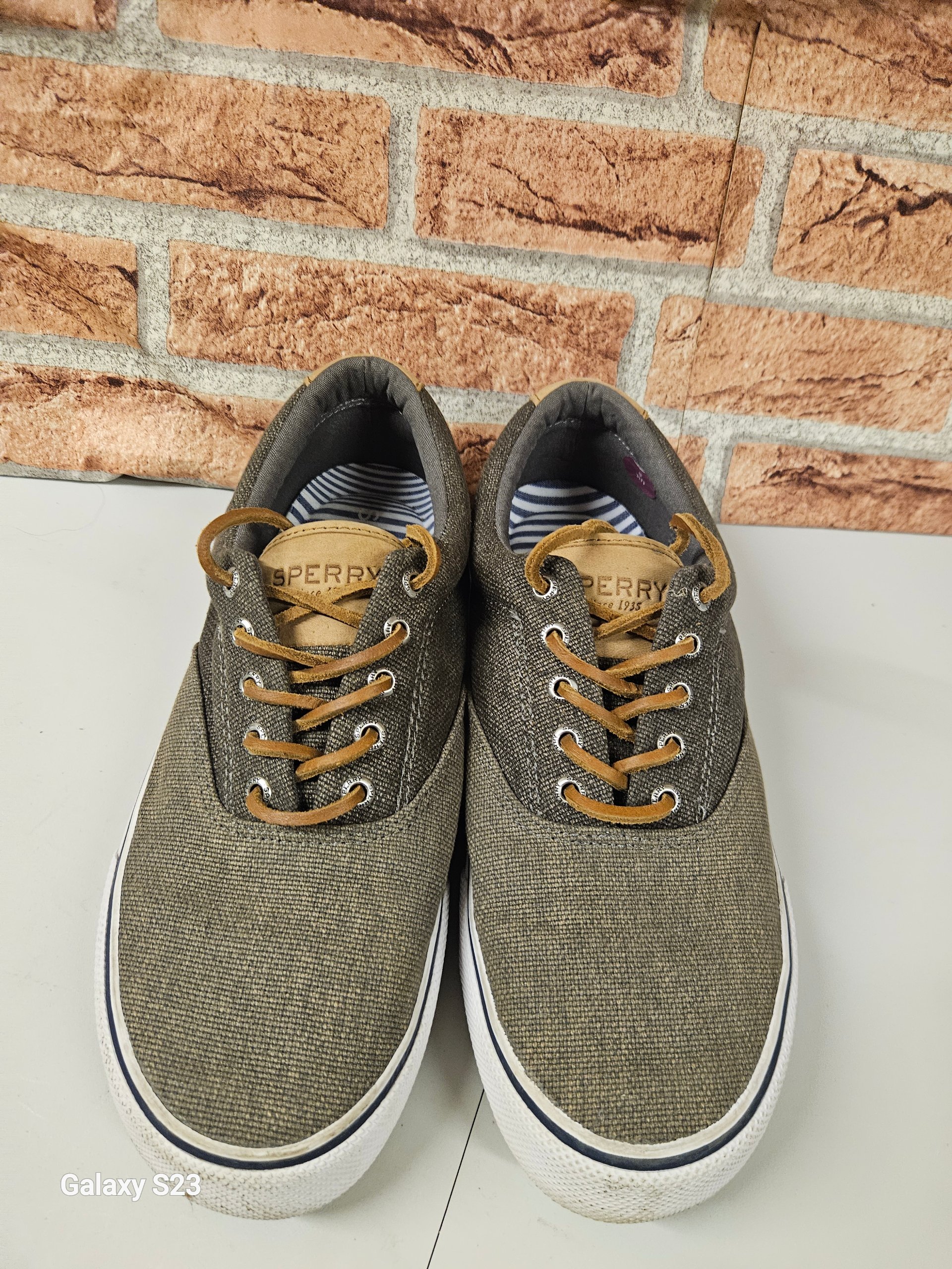 Sperry Brown Canvas Lace-Up Sneakers trainers image 2