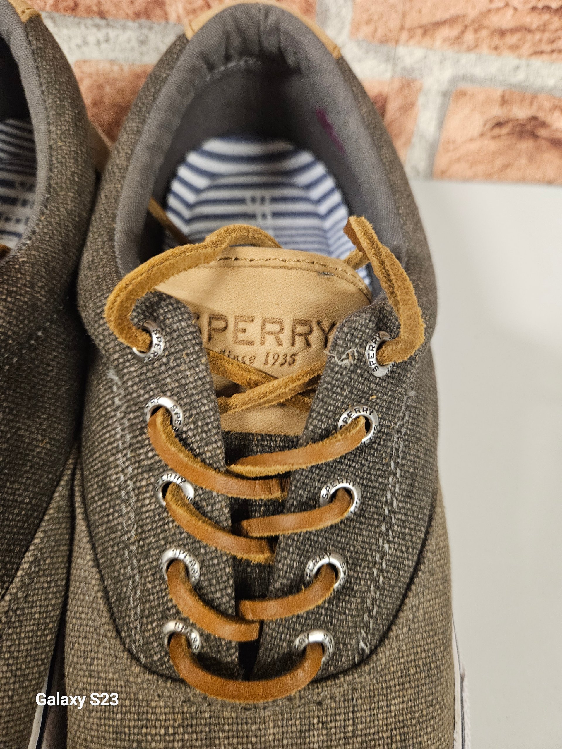 Sperry Brown Canvas Lace-Up Sneakers trainers image 5