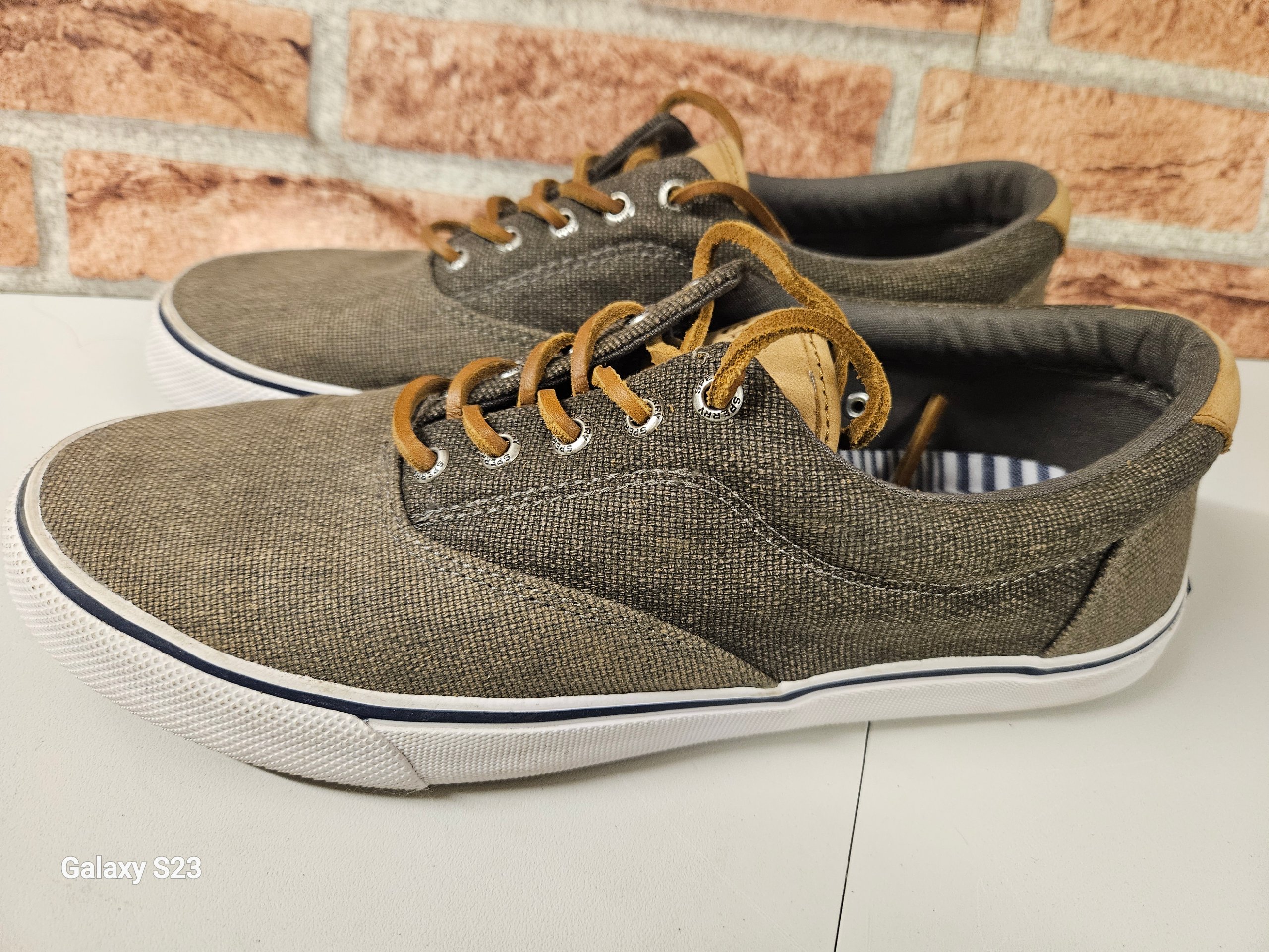 Sperry Brown Canvas Lace-Up Sneakers trainers image 6