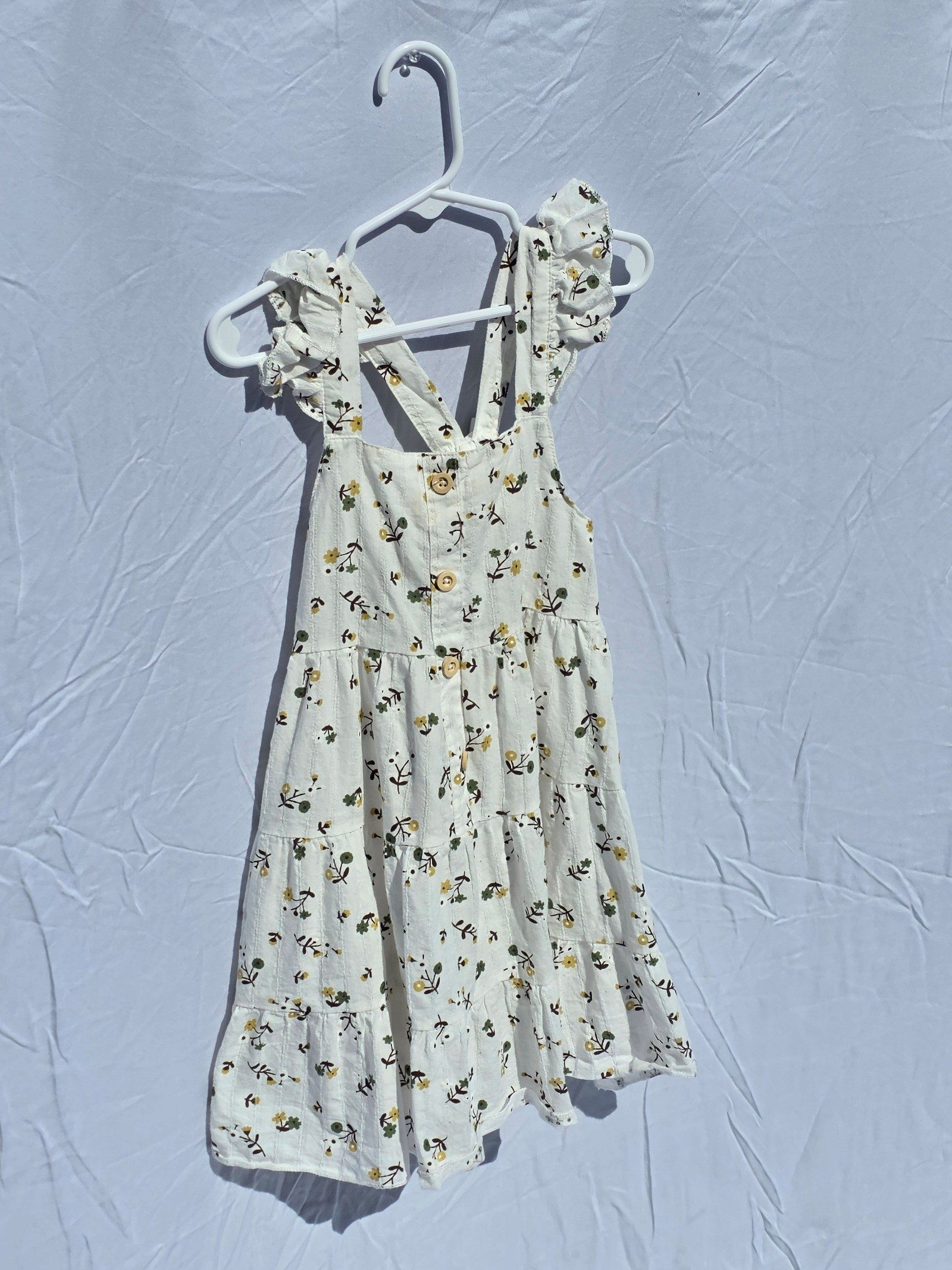 Girls White Floral Dress 4-5 Years with Bow Back
