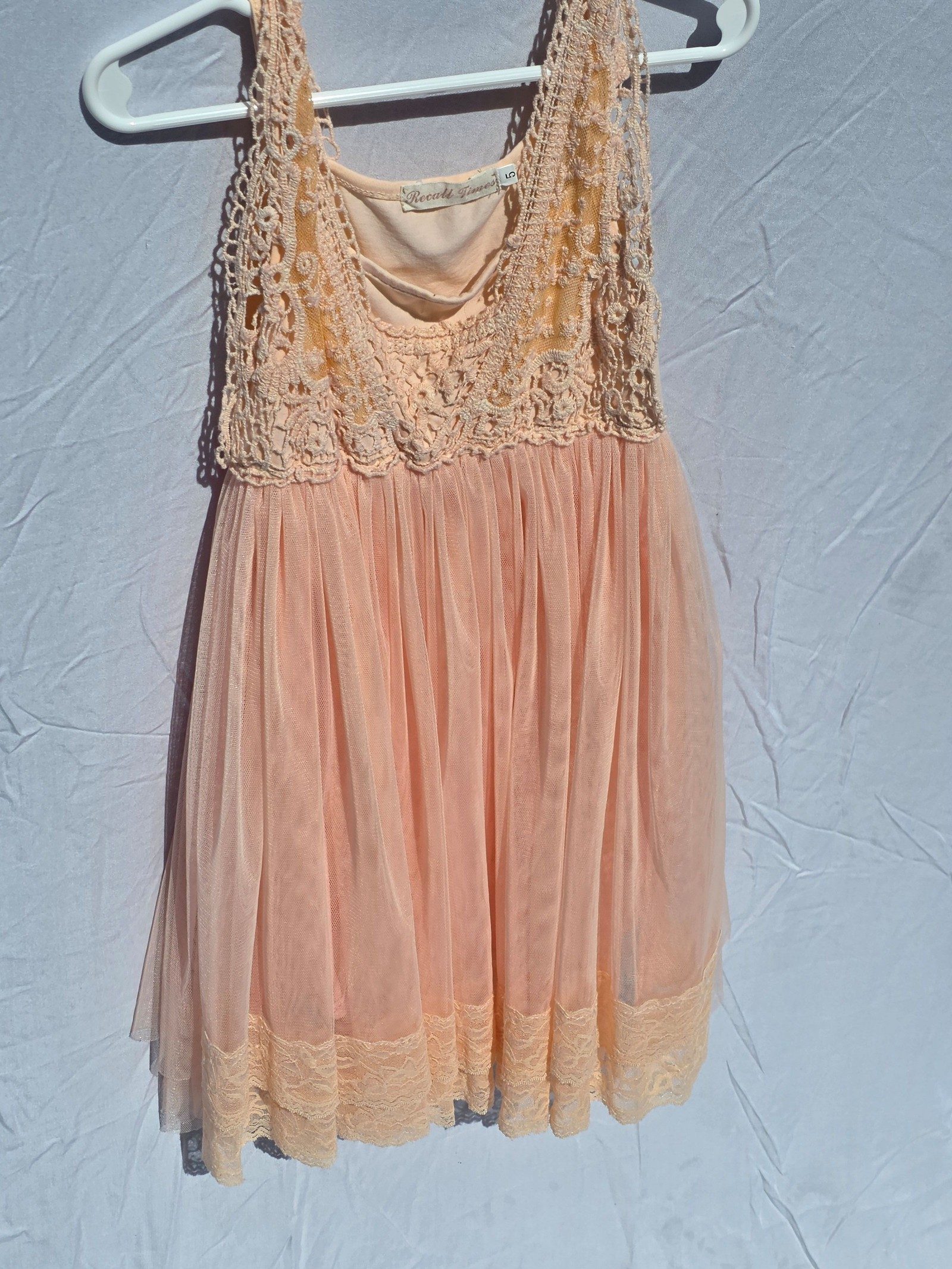 Recall Times Peach Girls Lace & Tulle Dress Size 5