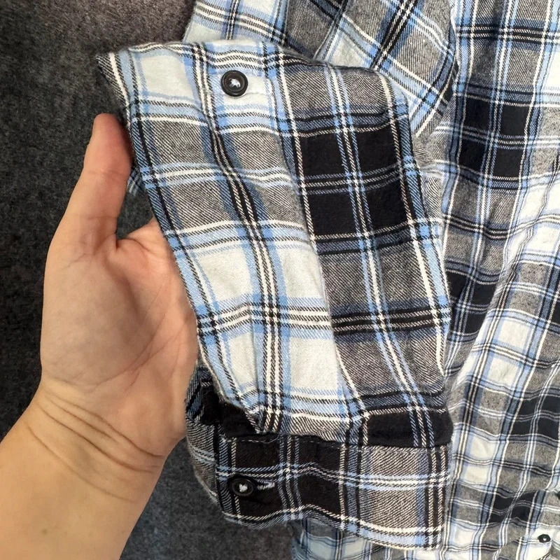 New Look 915 Generation Blue & Black Plaid Checked Flannel Shirt Age 13 image 5