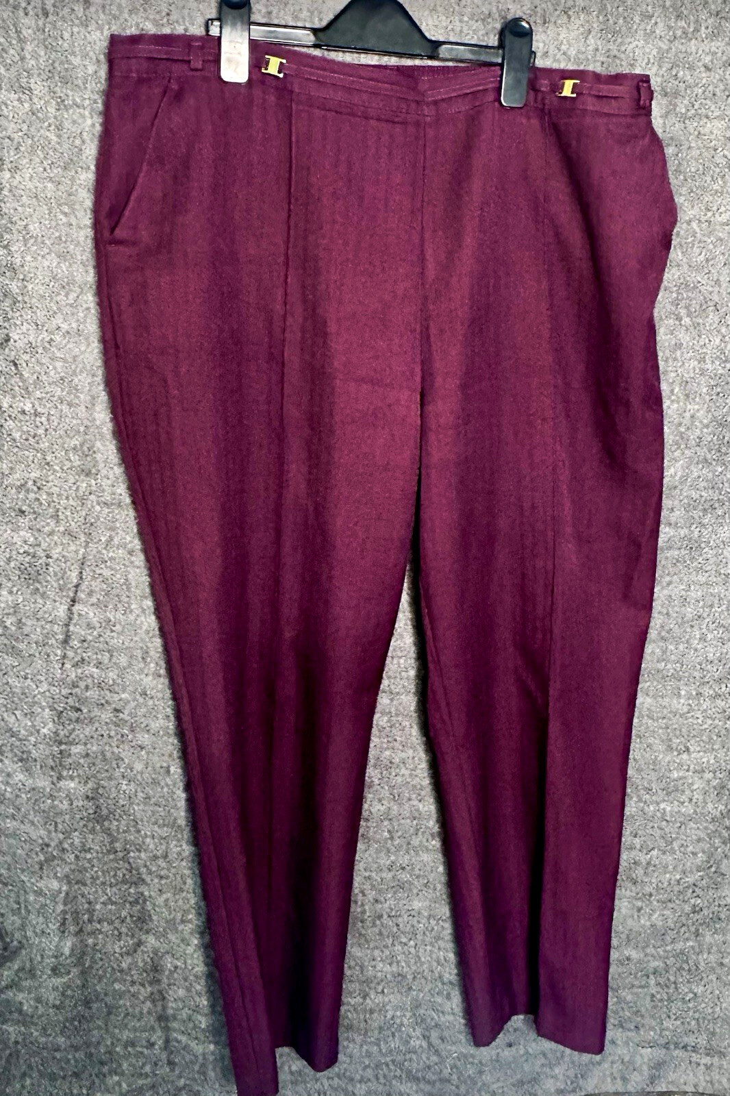 Marks & Spencer M&S Women's Grape Purple Herringbone Trousers UK 18 Medium Leg