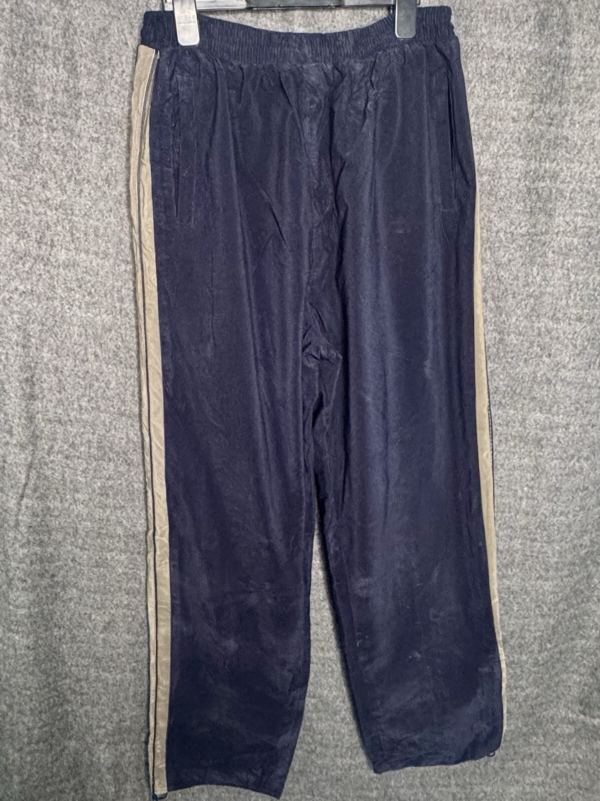Vintage Corduroy Side Stripe Track Pants Navy Blue Elastic Waist XL