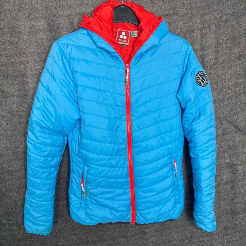 TOG24 Pop Jacket Womens Light Blue Puffer Hooded Coat Size UK 10-12 EU 36-38
