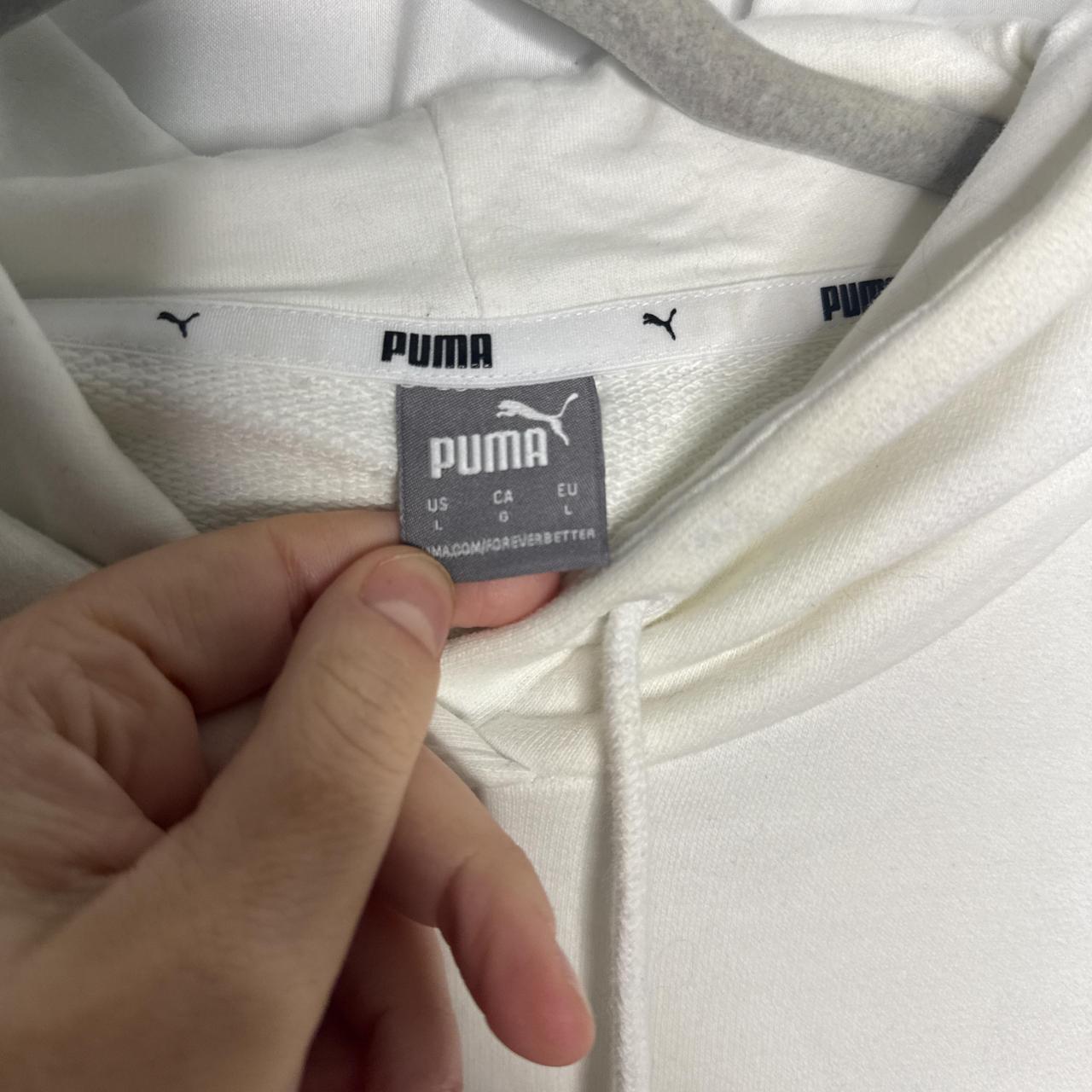 Puma short white hoodie with rose gold logo size L image 2