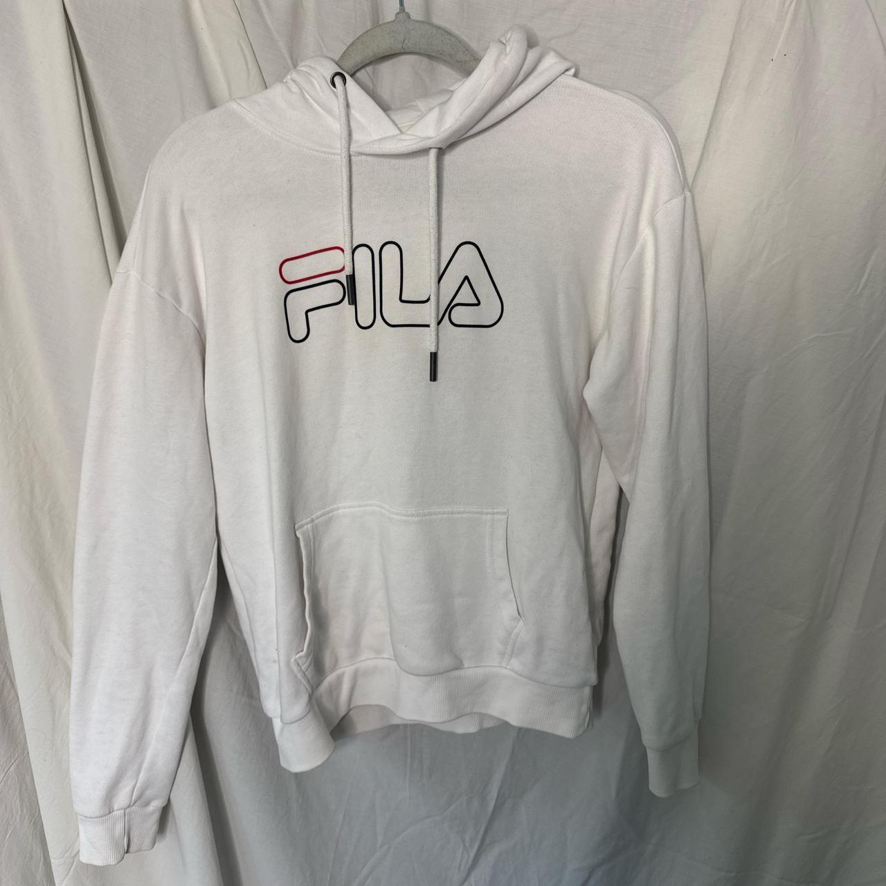Fila white hoodie with red & blue logo size small VGC