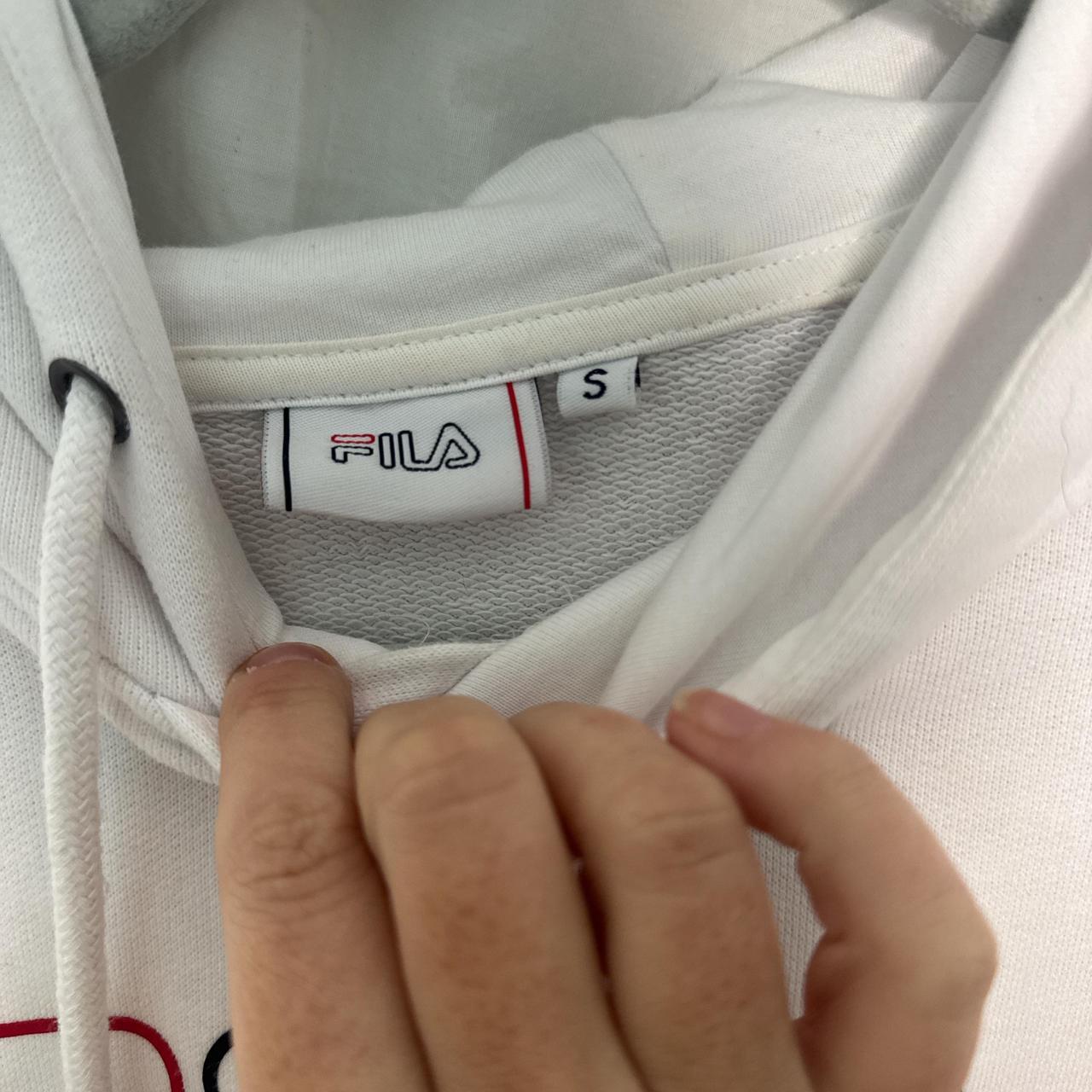 Fila white hoodie with red & blue logo size small VGC image 2