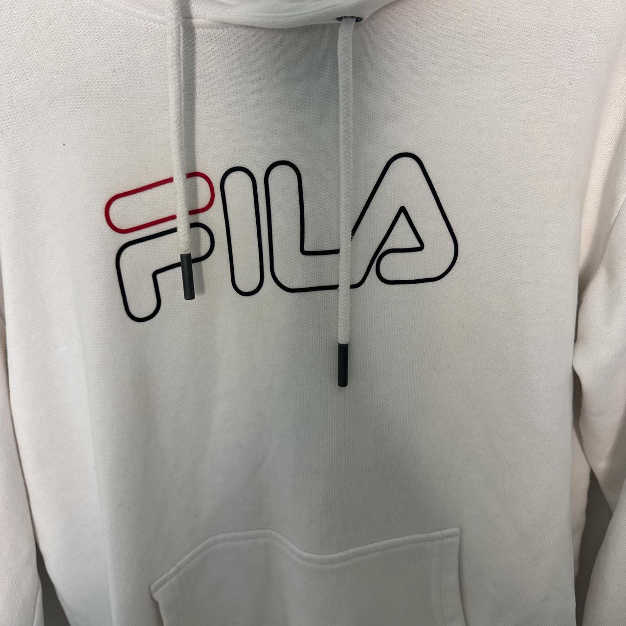 Fila white hoodie with red & blue logo size small VGC image 3
