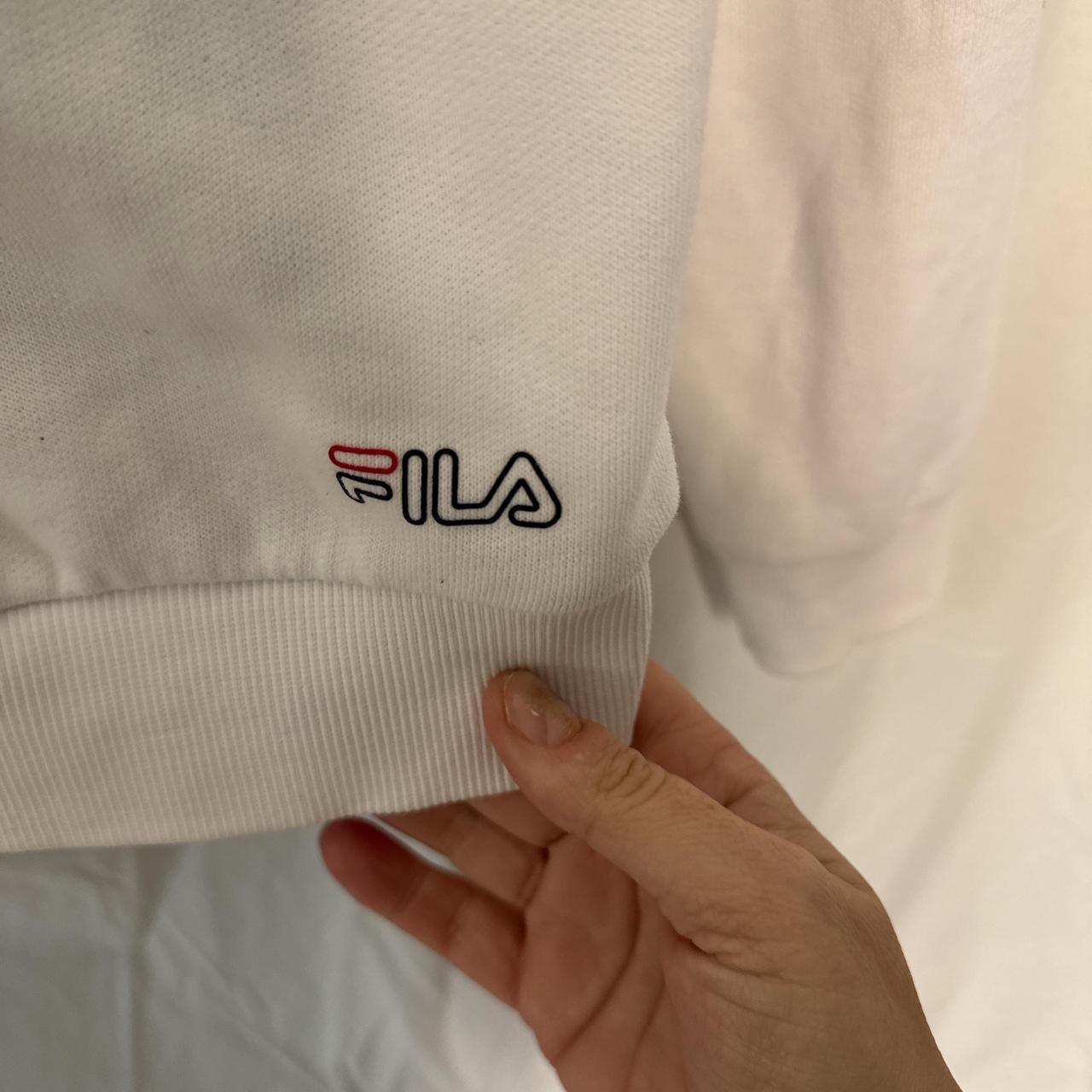 Fila white hoodie with red & blue logo size small VGC image 5