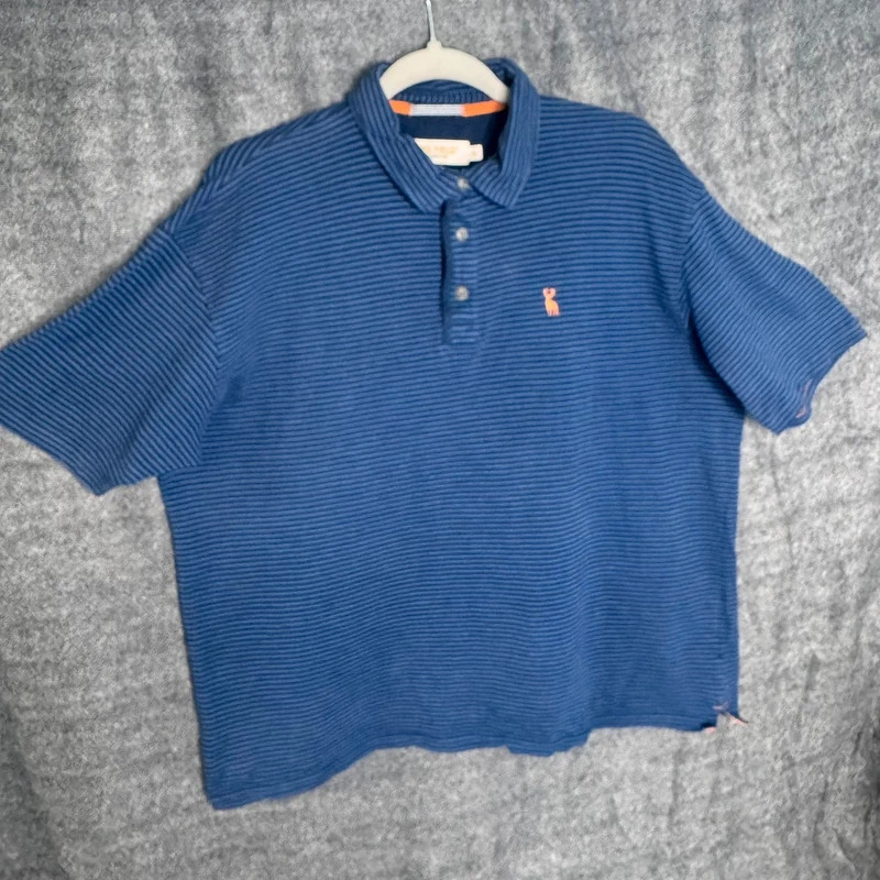 PG Field Heritage Blue Striped 100% Cotton Polo Shirt XL