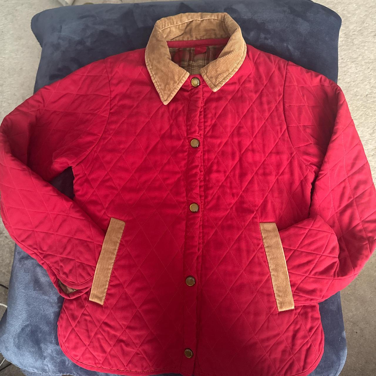 Toggi red quilted jacket with tam corduroy collar and pockets. Thinsulate fully check lined Size XS excellent condition