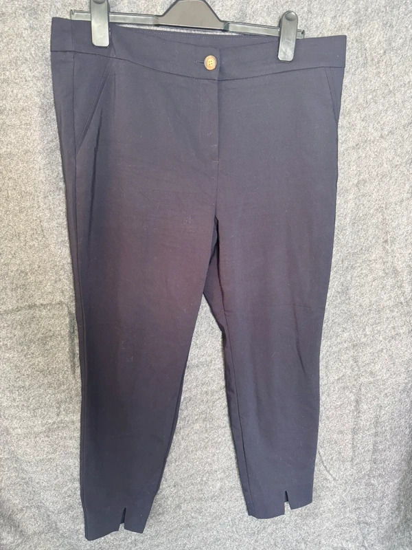 Et Vous Matalan Navy Blue Ankle Split Trousers UK 16 Stretch Smart Office