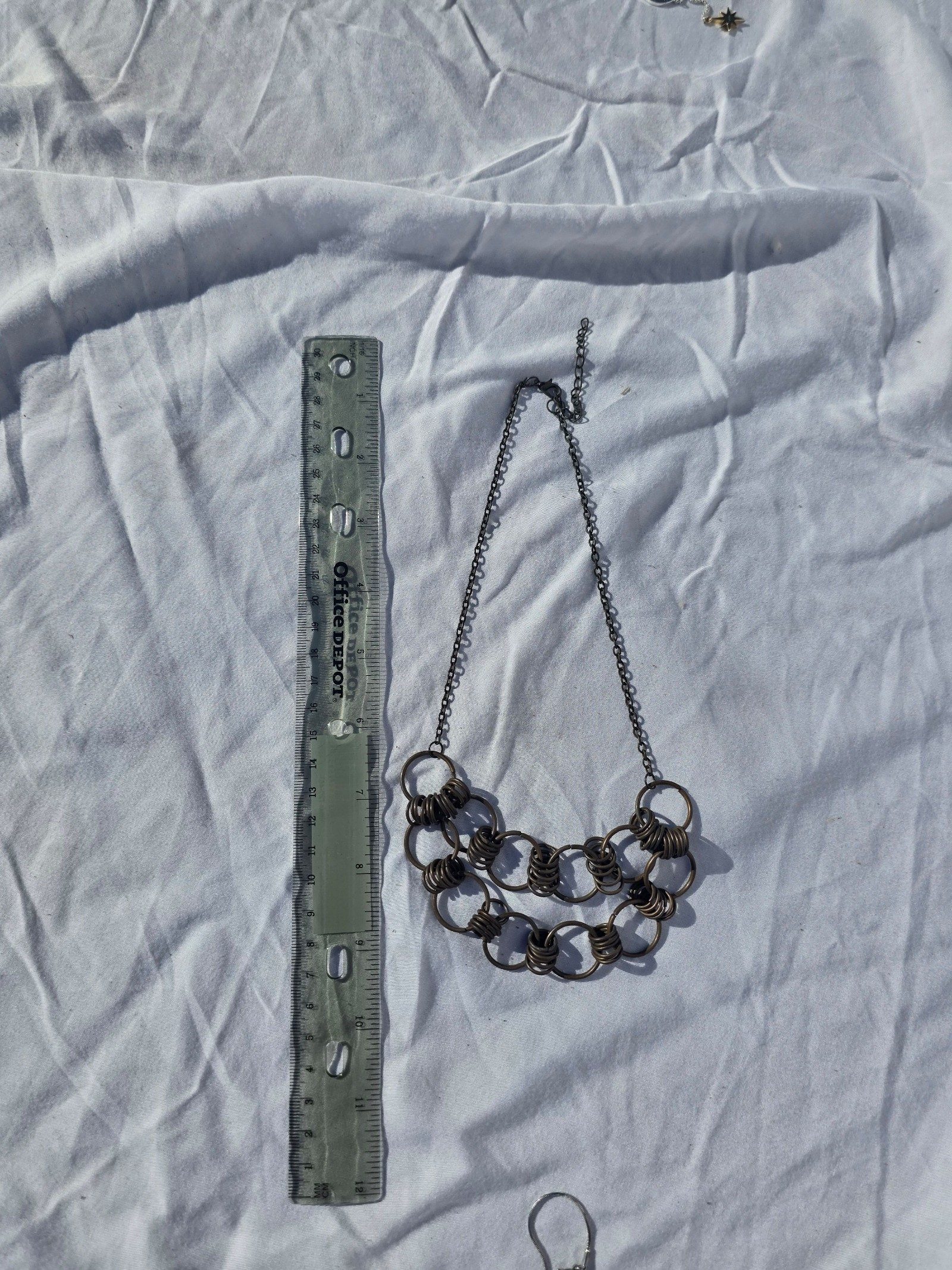 Brass Tone Chain Link Statement Necklace 8 in Diameter