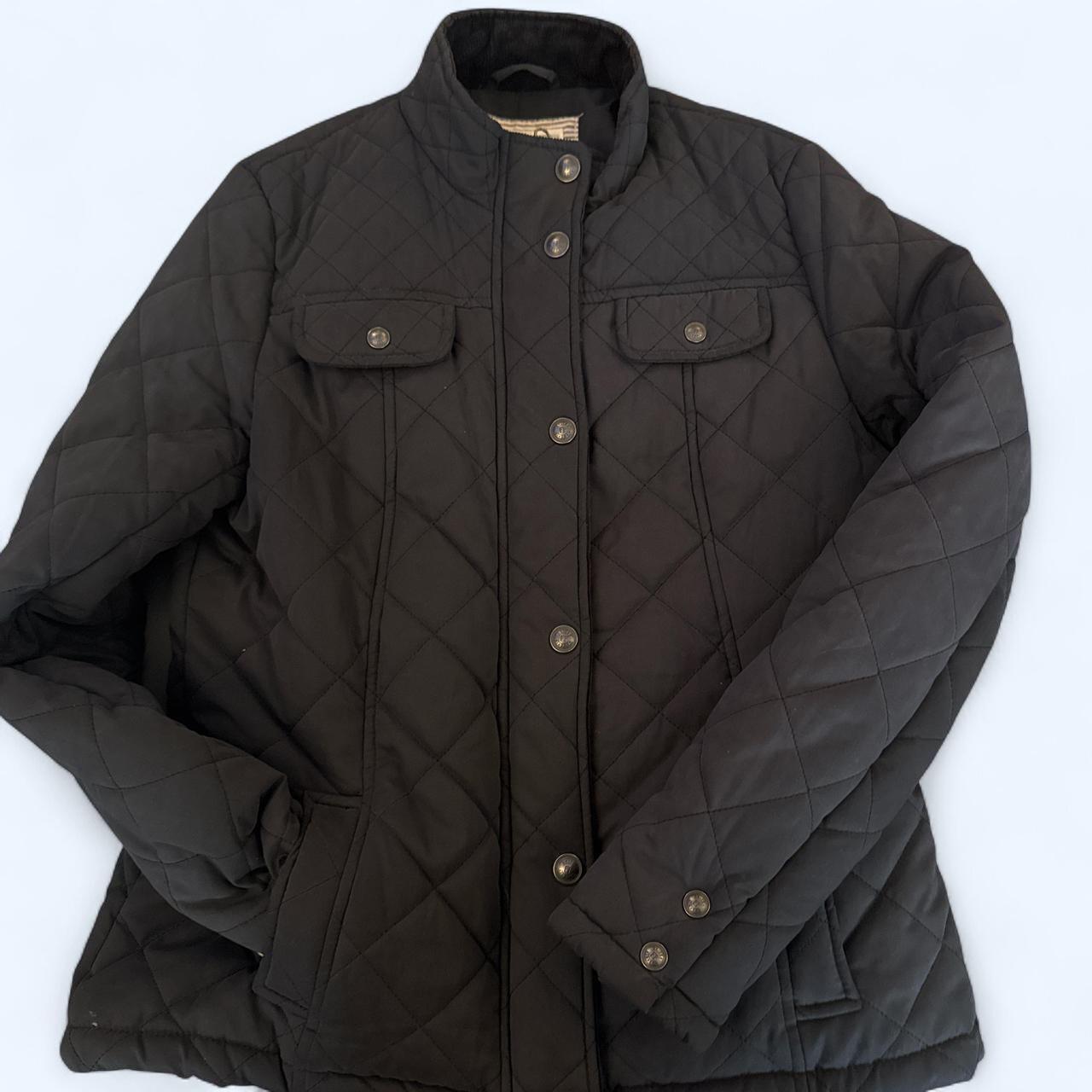 Fat face Black quilted jacket with silver buttons