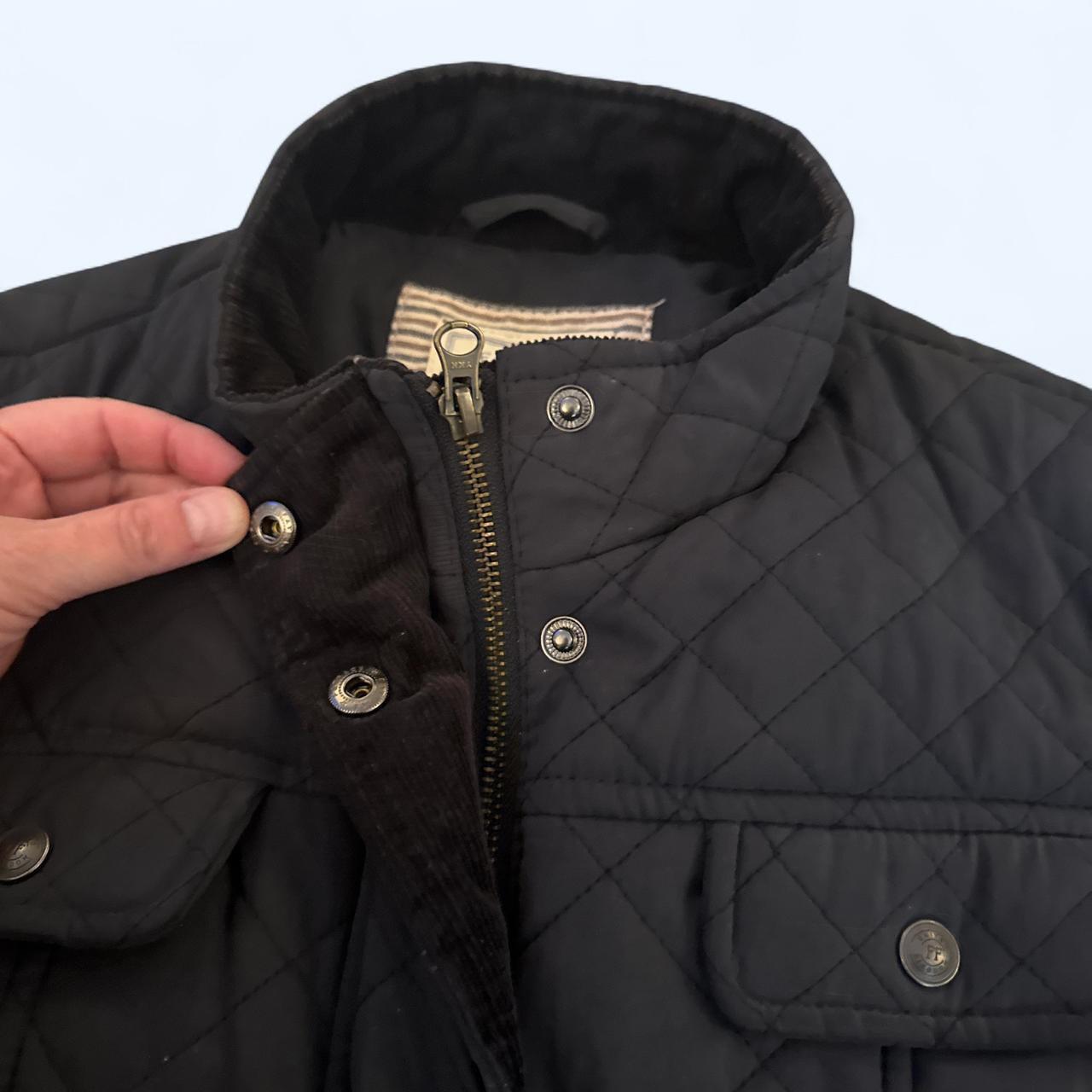 Fat face Black quilted jacket with silver buttons image 3