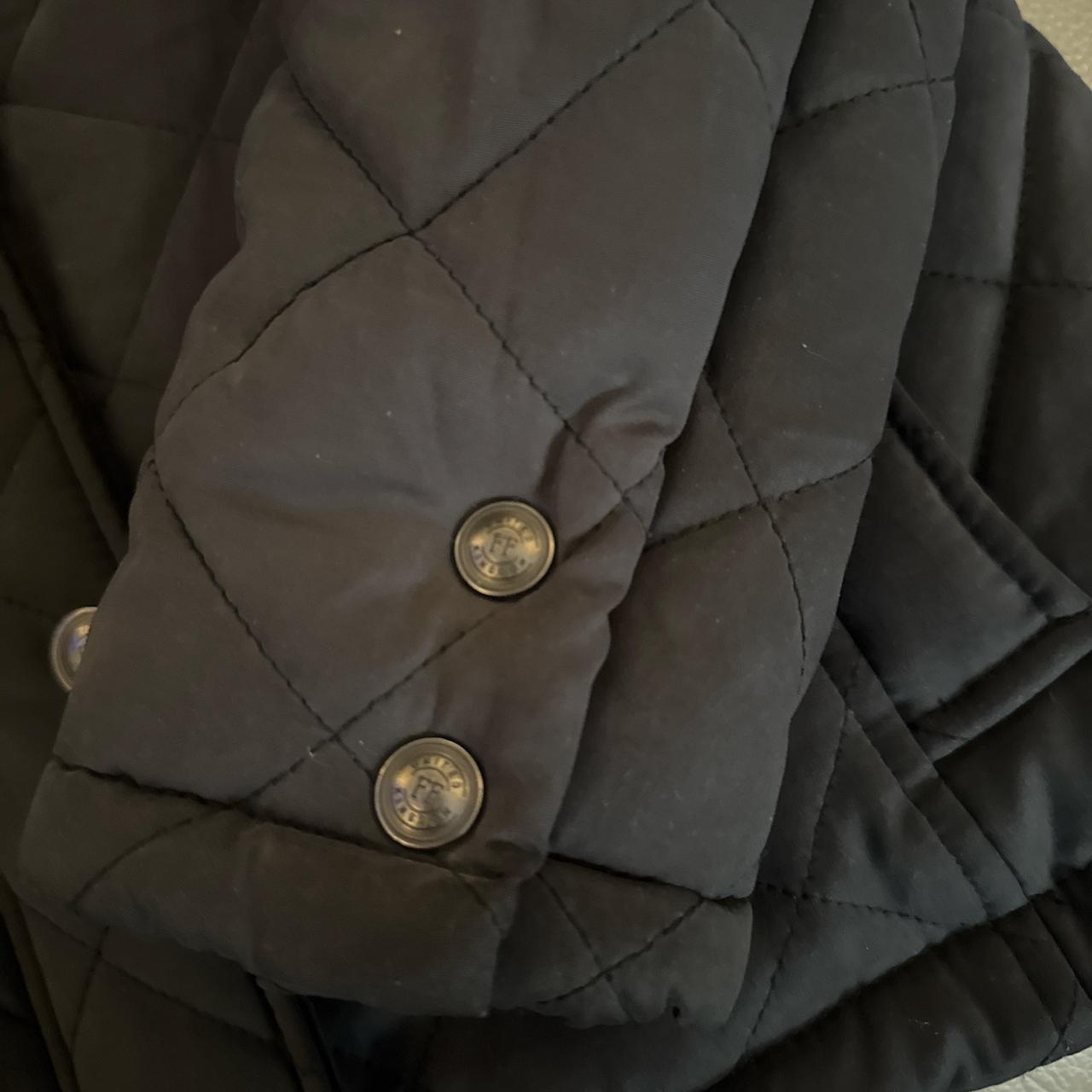 Fat face Black quilted jacket with silver buttons image 5