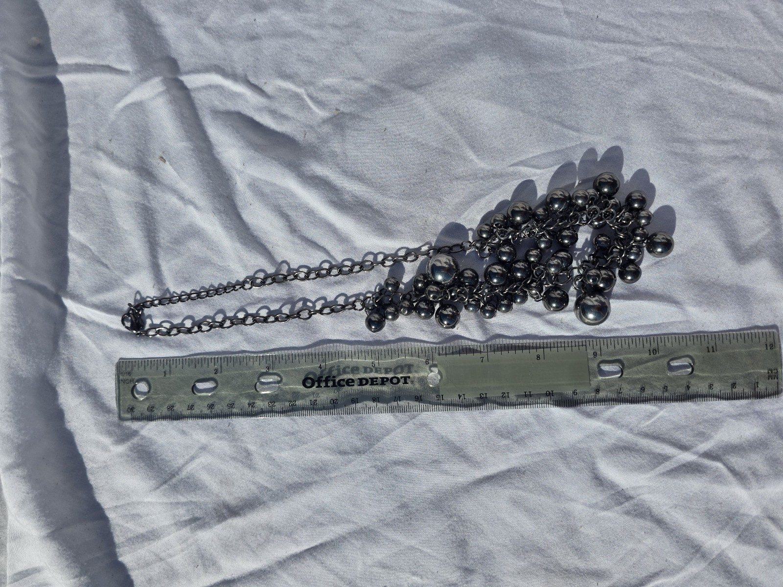 Silver Tone Ball Cluster Necklace 17 in Women's