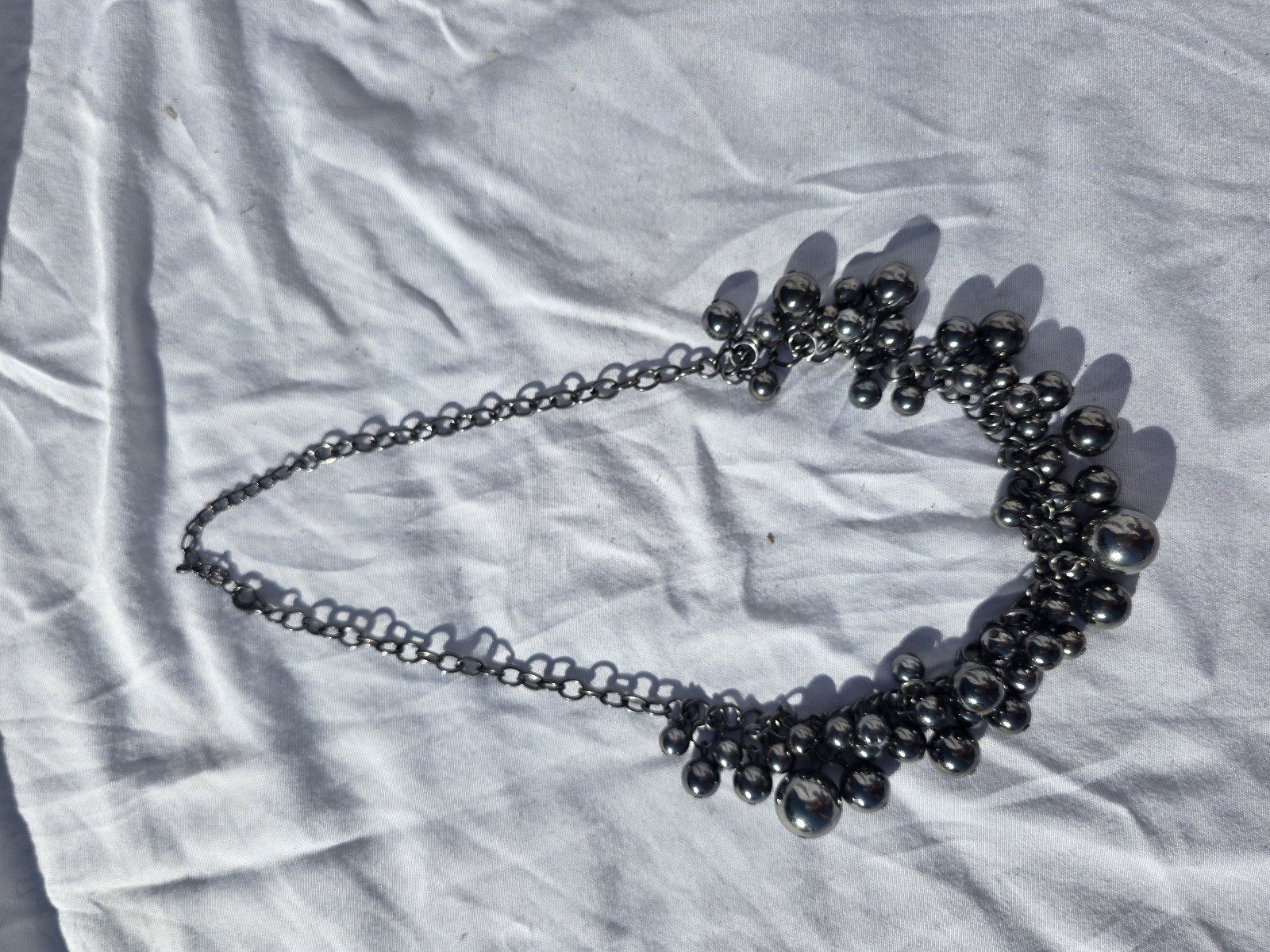 Silver Tone Ball Cluster Necklace 17 in Women's image 2