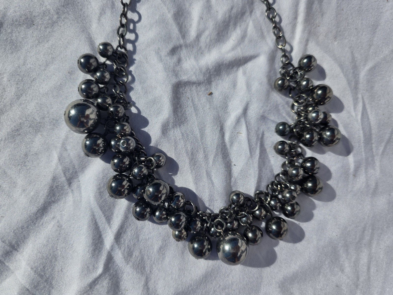 Silver Tone Ball Cluster Necklace 17 in Women's image 3