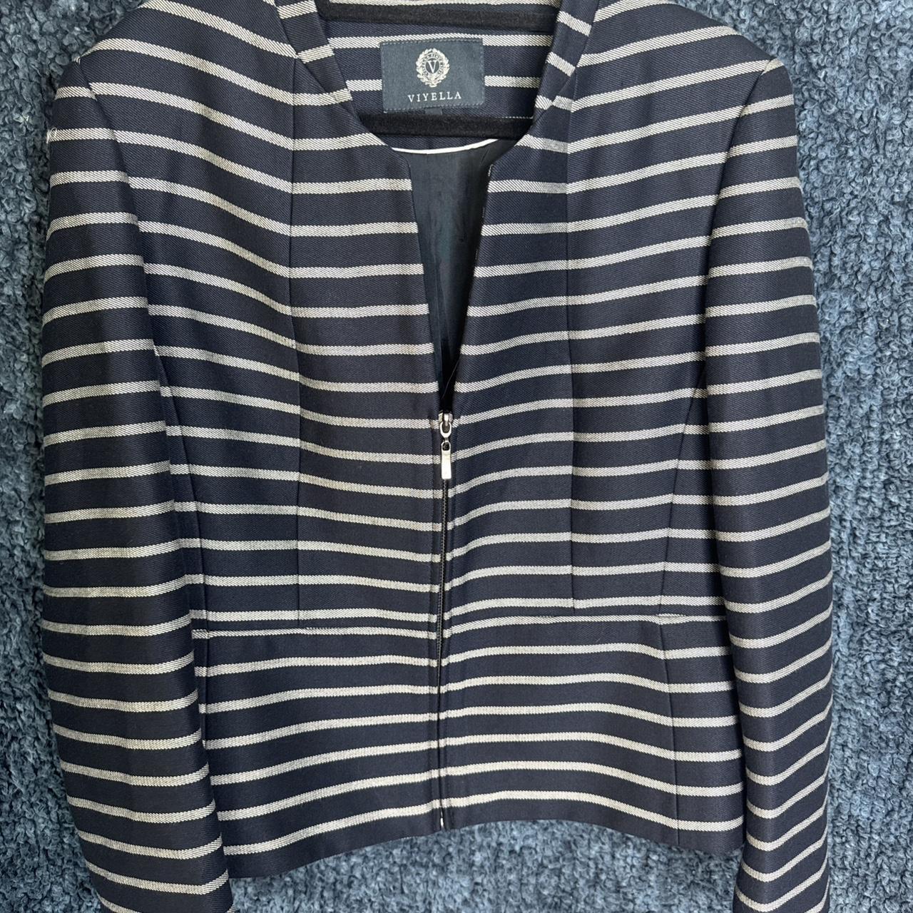 Viyella navy and white striped blazer Size 14