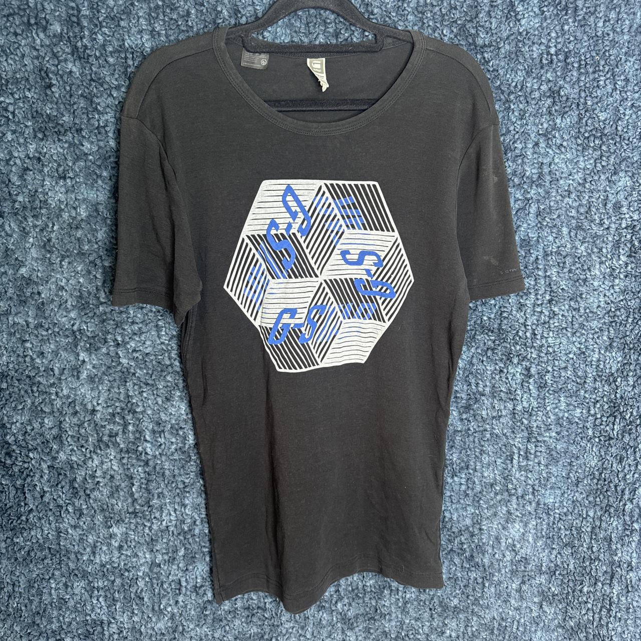 G-Star RAW Graphic Tee - Black & Blue Geometric Cube Print size L