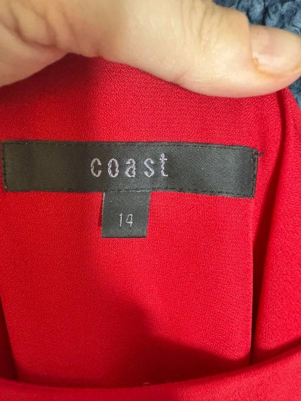 Coast Red Cascade Ruffle Sleeveless Shift Dress UK Size 14 Cocktail Wedding image 2