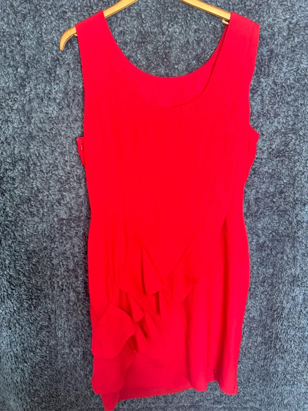 Coast Red Cascade Ruffle Sleeveless Shift Dress UK Size 14 Cocktail Wedding image 8