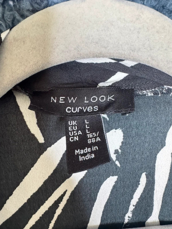 New Look Curves Zebra Print Kimono Duster Jacket Large Black White Cover Up image 2