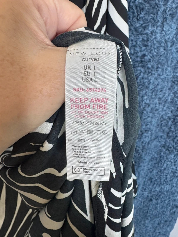 New Look Curves Zebra Print Kimono Duster Jacket Large Black White Cover Up image 6