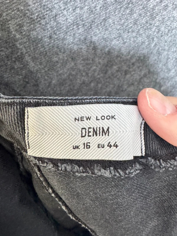 New Look Black Denim Pinafore Dress Size 16 Cross Back Dungaree Mini image 2