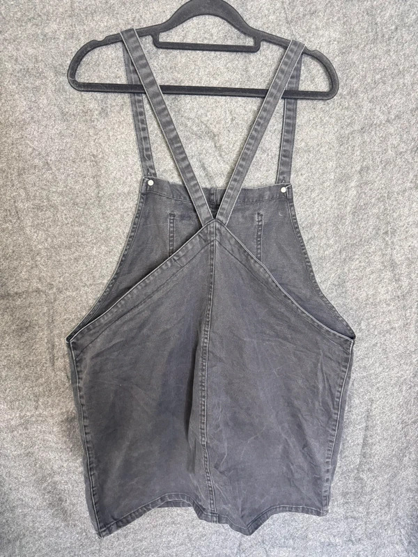 New Look Black Denim Pinafore Dress Size 16 Cross Back Dungaree Mini image 6
