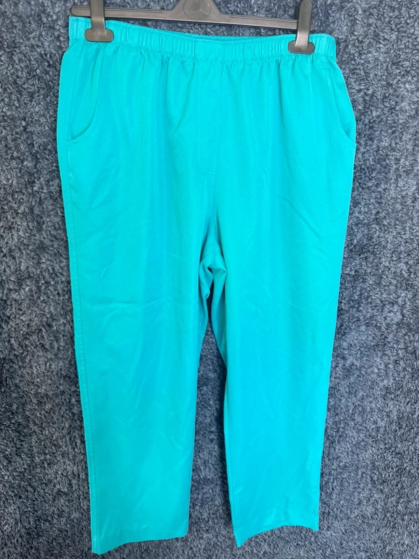 Allison Daley Bright Turquoise Blue Elastic Waist Pull On Trousers Size 14