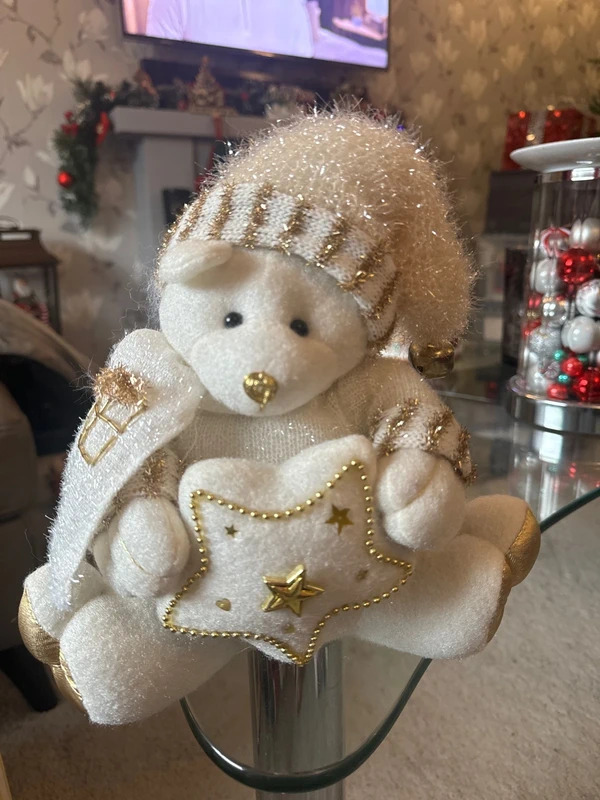 Christmas cream and gold bear