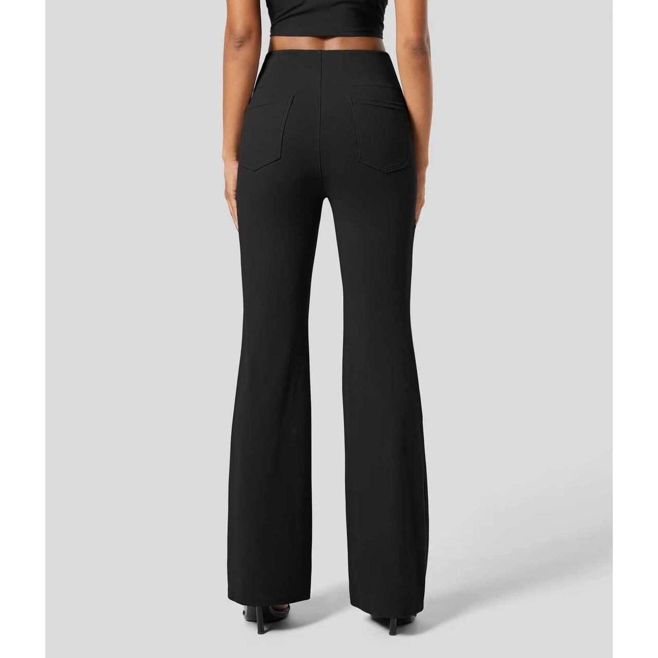 HALARA High Waisted Back Side Pocket Slight Flare Work Pants [M Petite] image 3