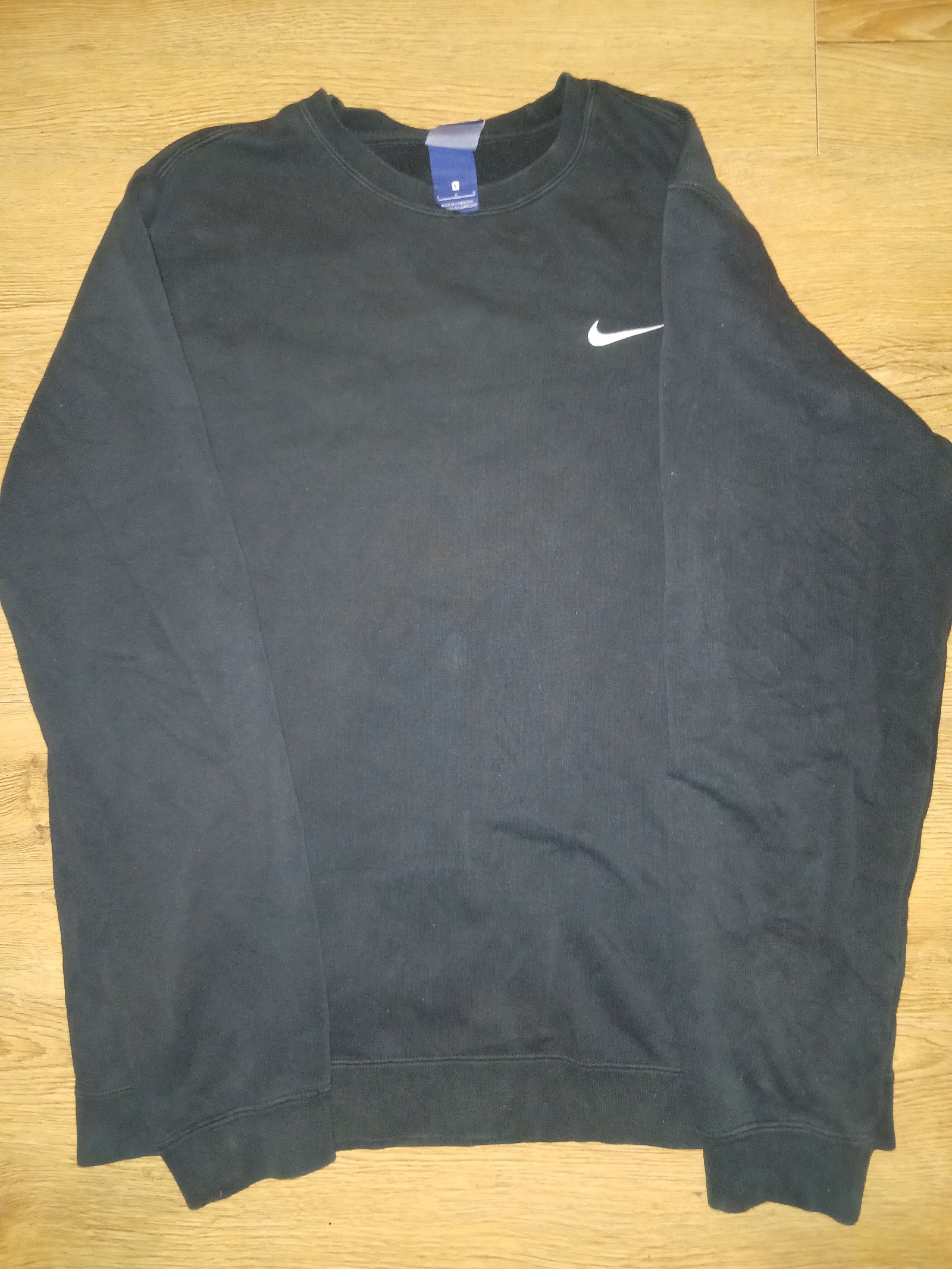 Nike Black Swoosh Logo Sweatshirt Medium Cotton Blend