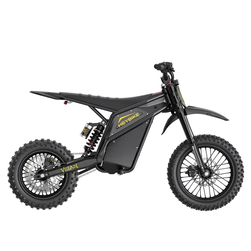 Heybike Yellow & Black Electric Dirt Bike Villain 4160W 45 MPH Full Suspension