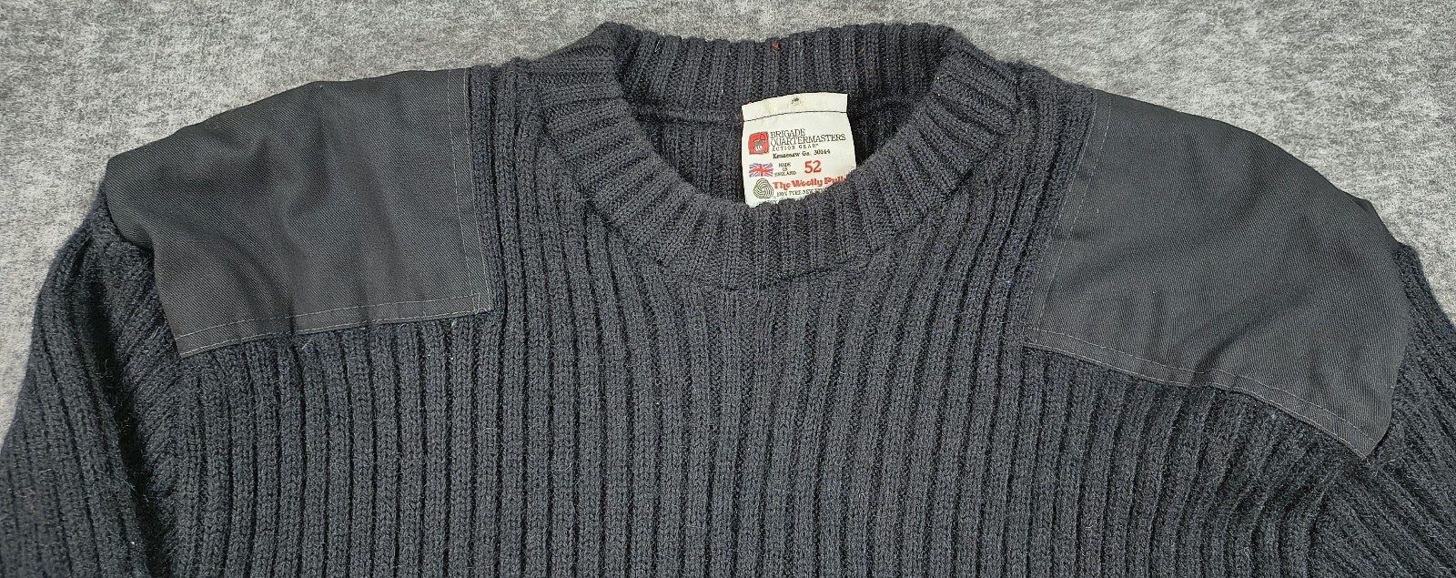 Brigade Quartermasters Black Woolly Pully Sweater Size 52 Warm Winter Elbow Pad image 6