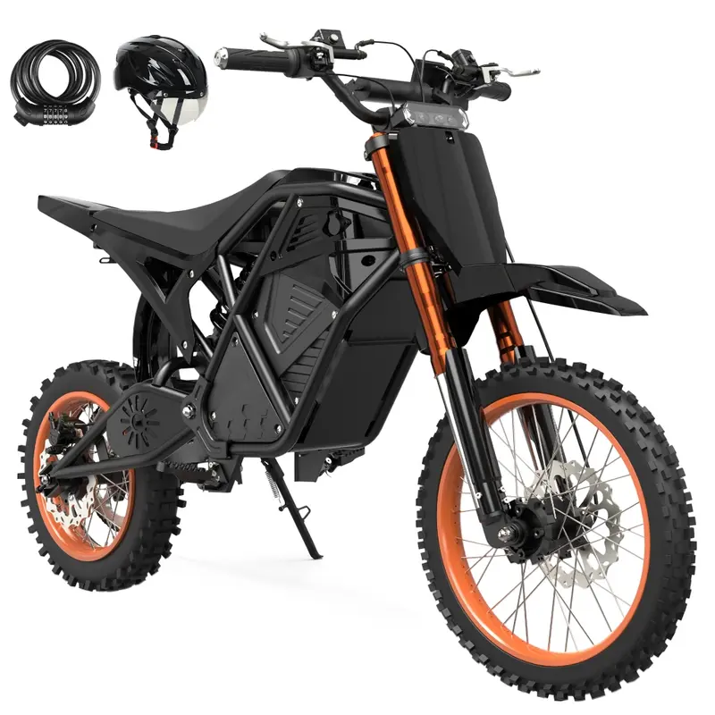 Electric Dirt Bike Black & Orange 3500W Mid-drive Motor Off-Road