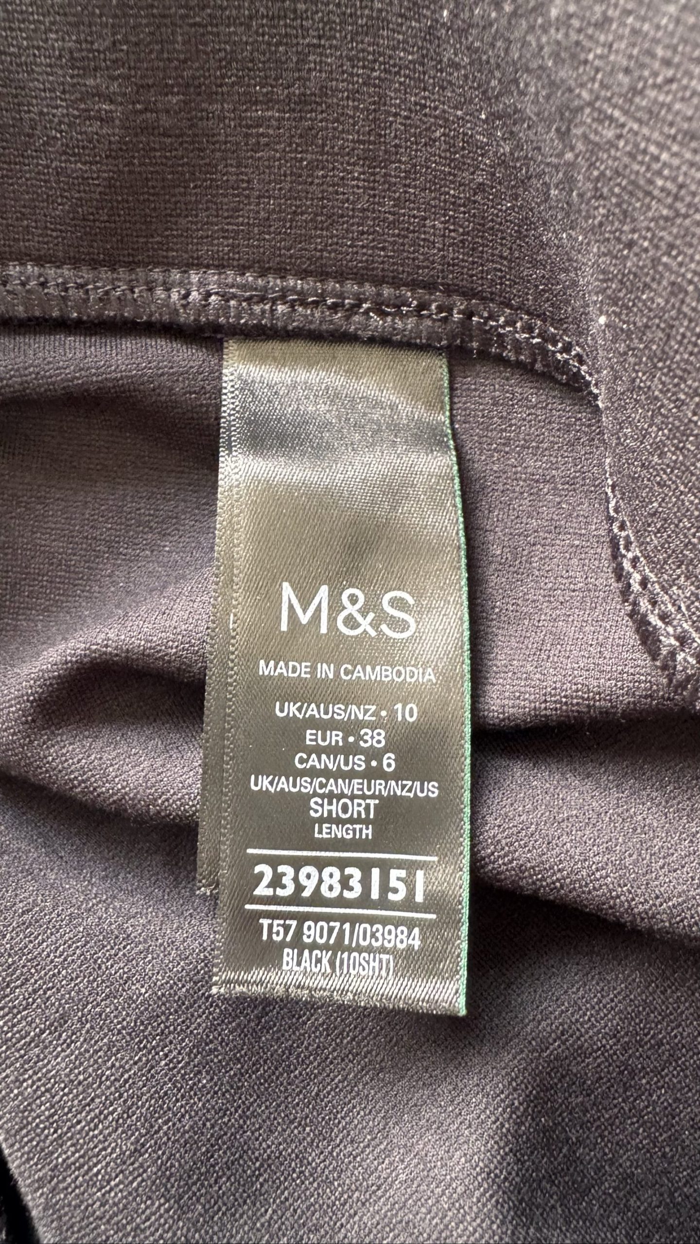 M&S Women's Black Side Stripe Leggings UK 10 Short image 4