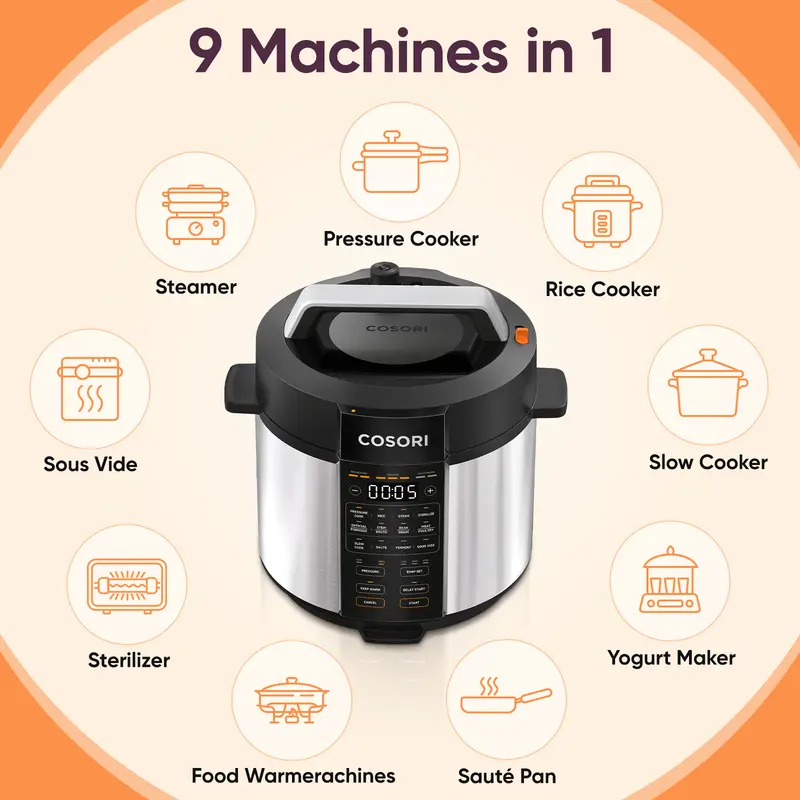 Cosori Stainless Steel 9-in-1 Multi-Cooker Kitchen Appliance image 2