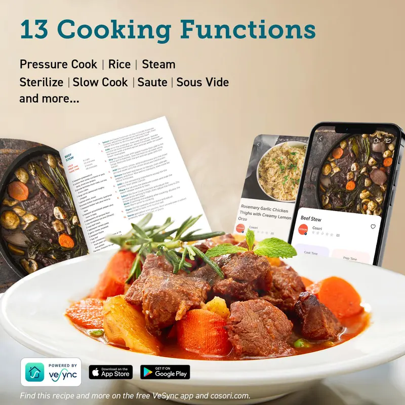 Cosori Stainless Steel 9-in-1 Multi-Cooker Kitchen Appliance image 7