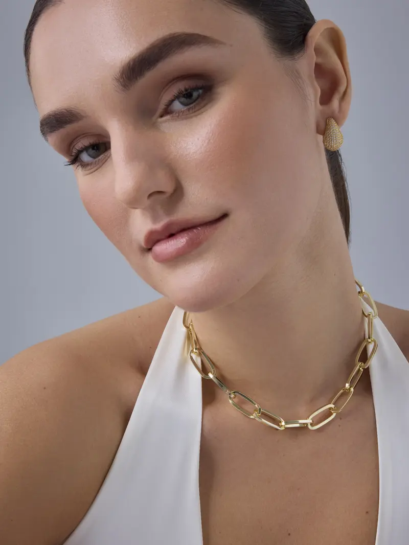 Gold Chain Link Necklace Women's image 3