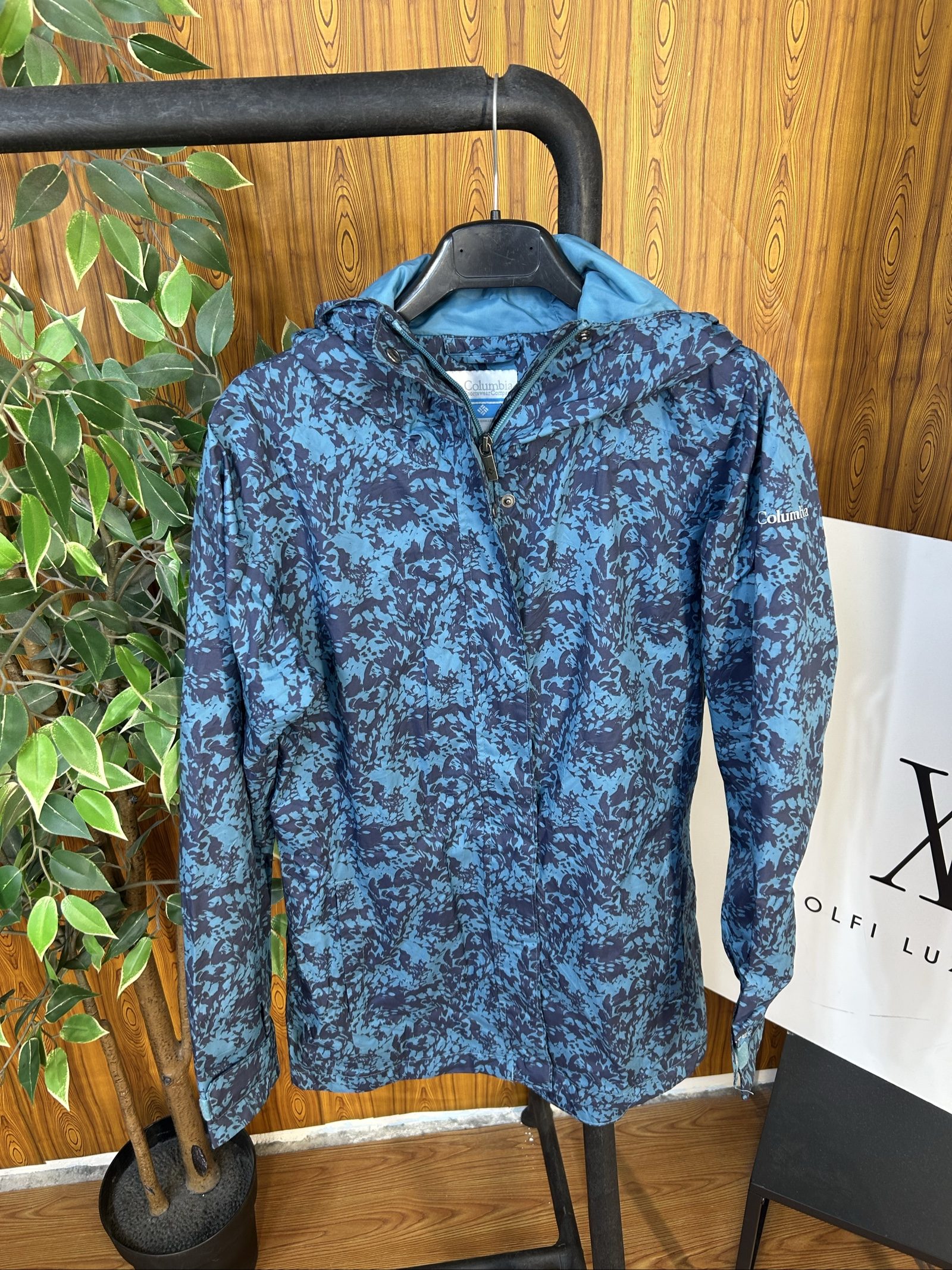 Columbia Giacca a Vento Donna Blu Taglia M con Cappuccio Estiva