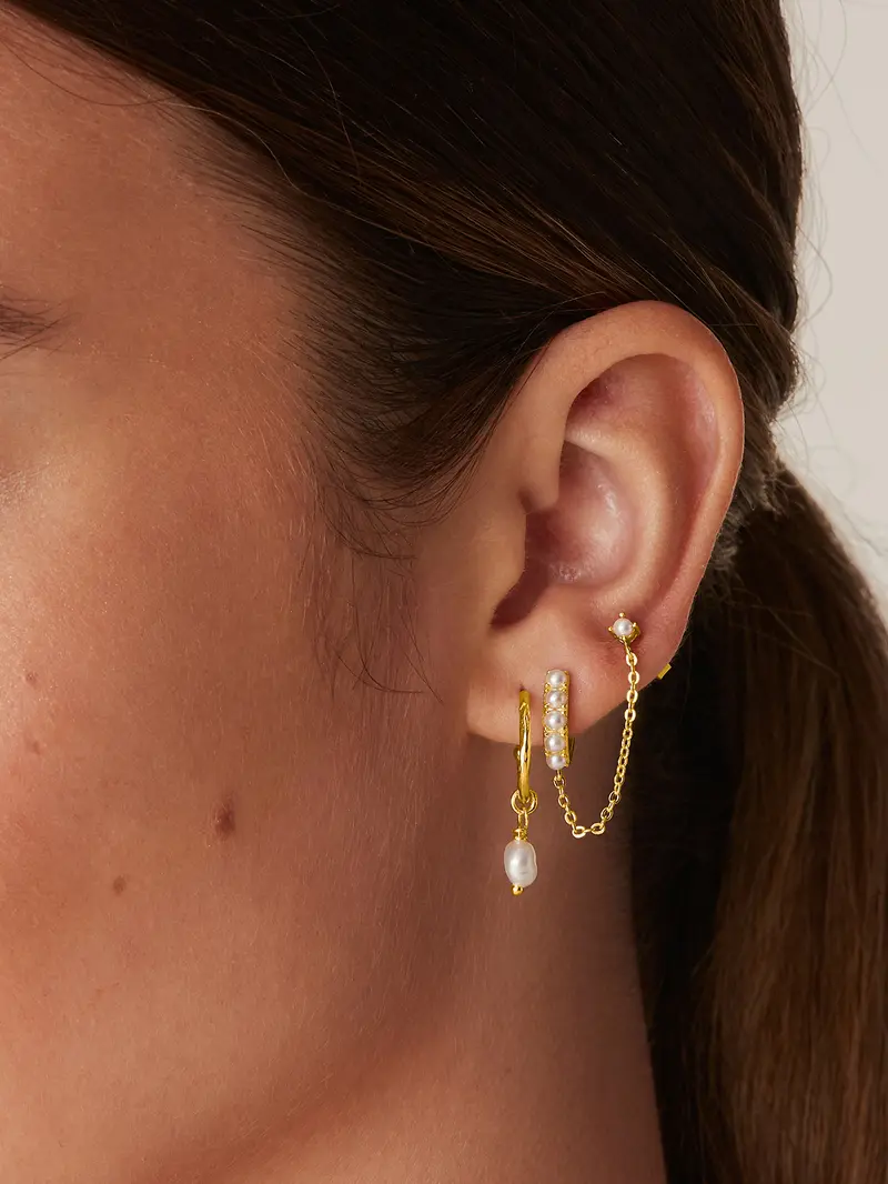 Pavoi Gold Plated Cubic Zirconia Chain Drop Earrings image 4