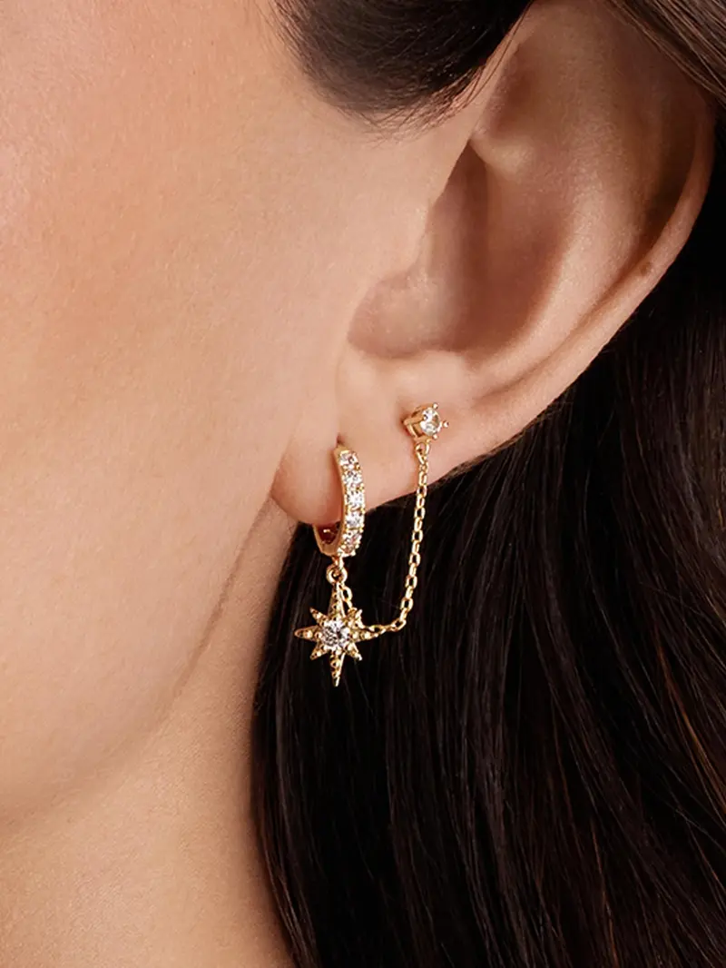 Pavoi Gold Plated Cubic Zirconia Chain Drop Earrings image 6
