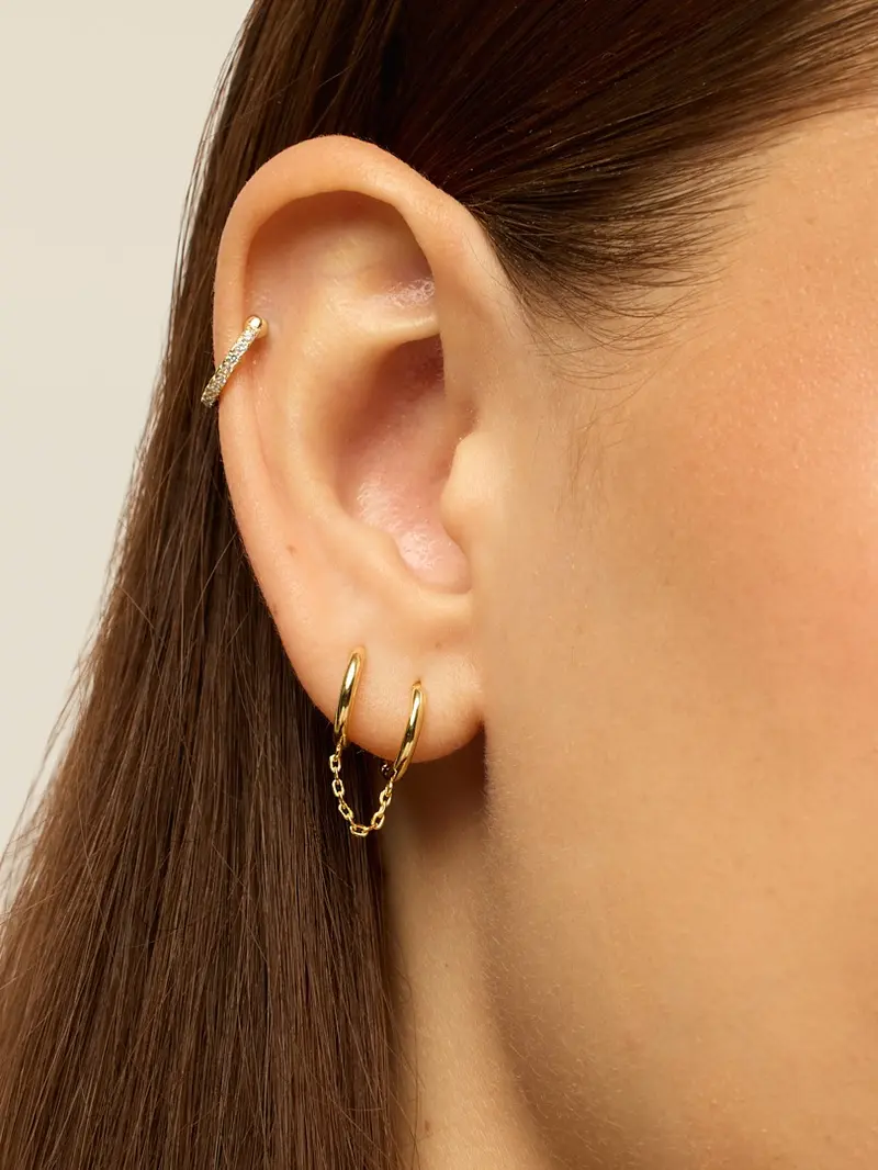 Pavoi Gold Plated Cubic Zirconia Chain Drop Earrings image 7